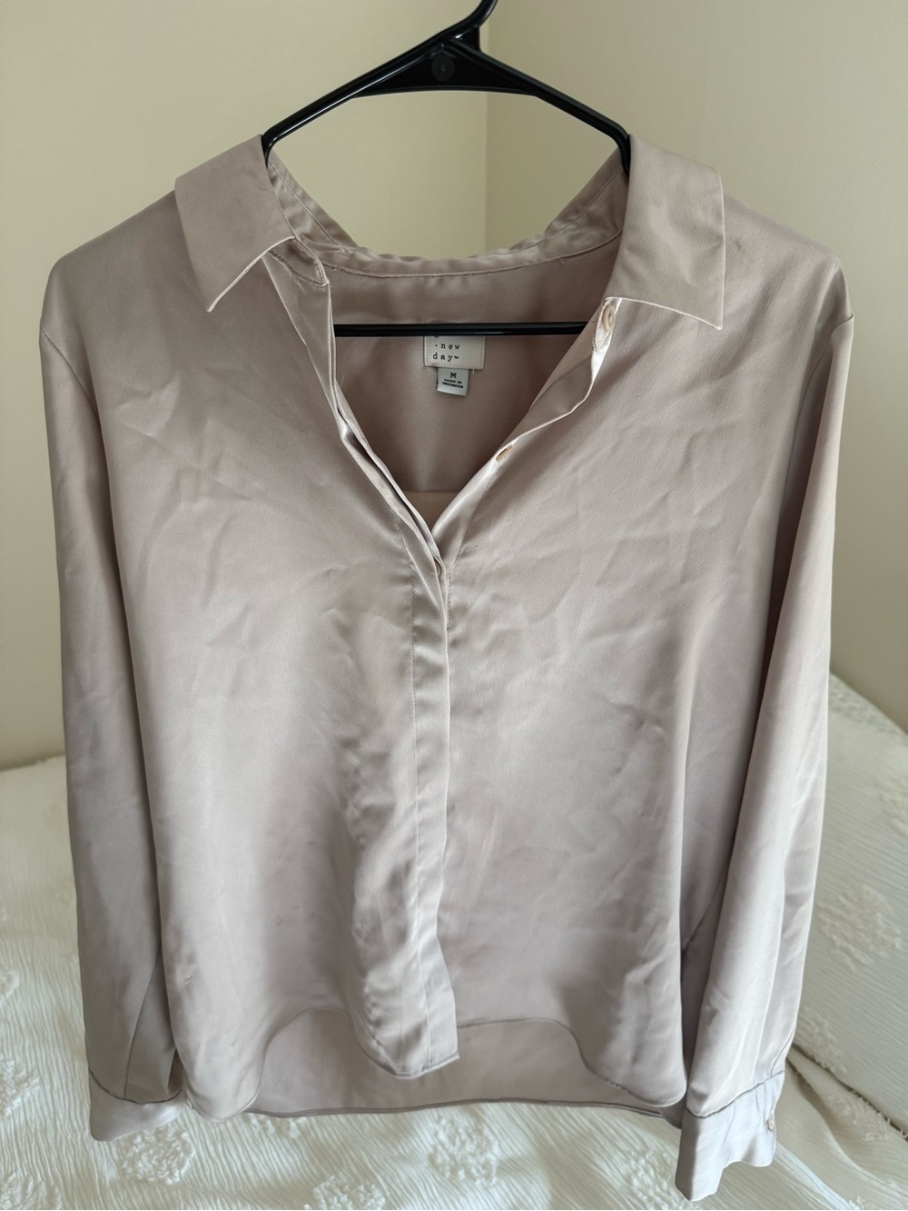 A New Day Silky Champagne Collared Blouse